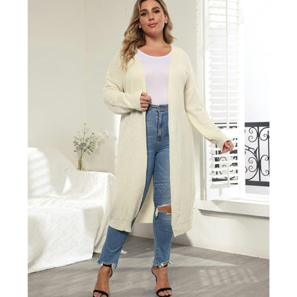 Women's Oversized Solid Long Sleeve Open Front Long Cardigan