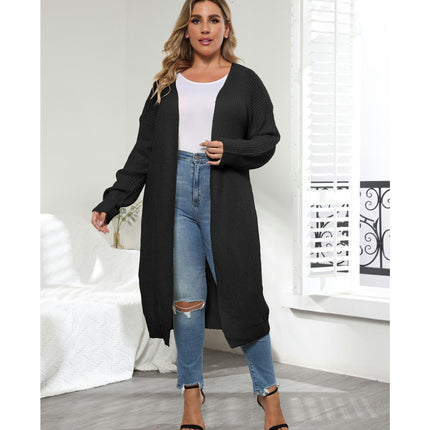 Women's Oversized Solid Long Sleeve Open Front Long Cardigan