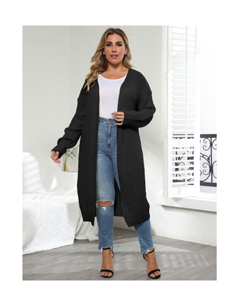 Women's Oversized Solid Long Sleeve Open Front Long Cardigan