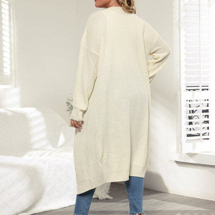 Women's Oversized Solid Long Sleeve Open Front Long Cardigan