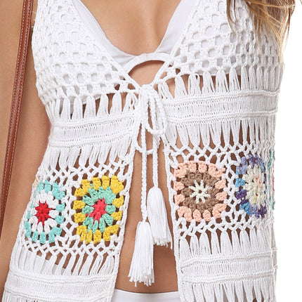 Women Beach Cover Up Bathing Suit Crochet Cover Ups Swimwear Bikini Fringe Coverup