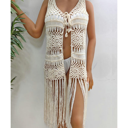 Women Beach Cover Up Bathing Suit Crochet Cover Ups Swimwear Bikini Fringe Coverup