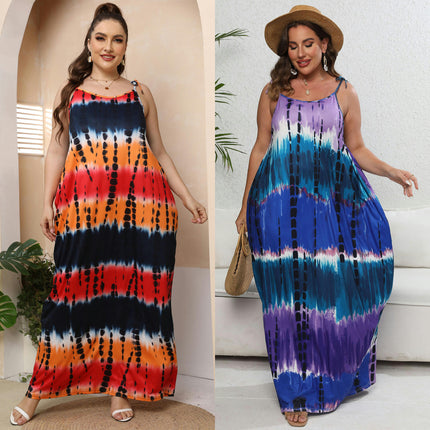 Women's Summer Casual Sleeveless Strappy Loose Dress Beach Cover Up Cami Maxi Dresses