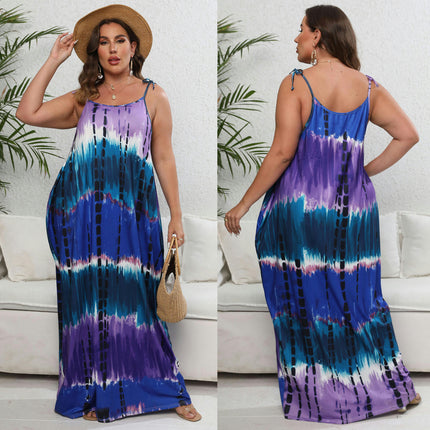 Women's Summer Casual Sleeveless Strappy Loose Dress Beach Cover Up Cami Maxi Dresses