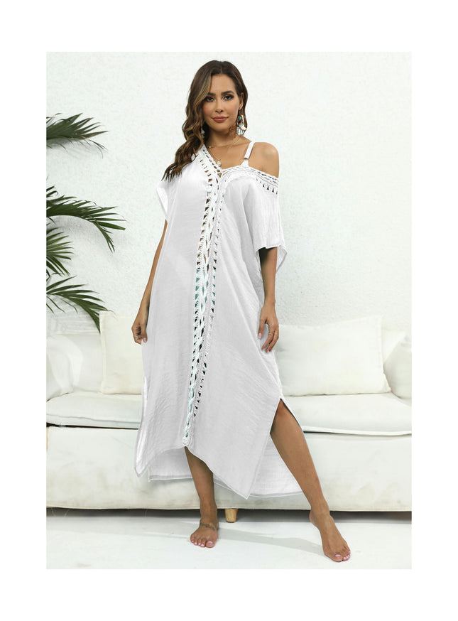 Women's V-Neck Crochet Cover up Swimwear Beach Dress