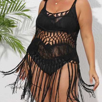 Women's Crochet Cover Ups Hollow Out Swimsuit Cover Up Tassel Beach Dress