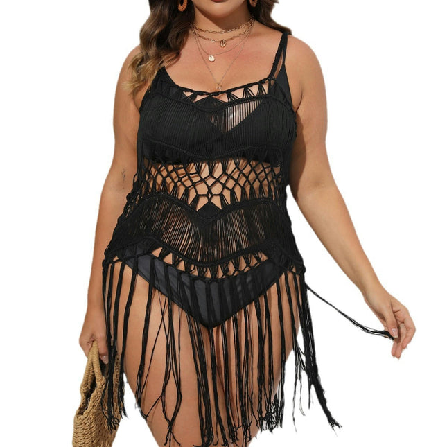 Women's Crochet Cover Ups Hollow Out Swimsuit Cover Up Tassel Beach Dress