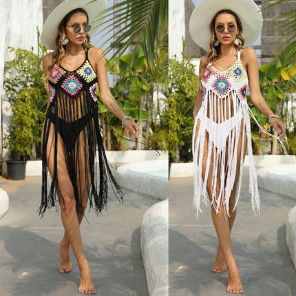 Spaghetti Strap Tassel Crochet Cover Ups for Women Sexy Swimsuit Cover Up Dress