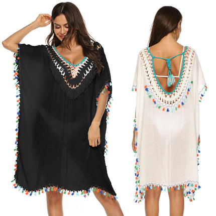 Womens Swimsuits Cover Ups Tassel Crochet Beach Bikini Wear Coverups Dress