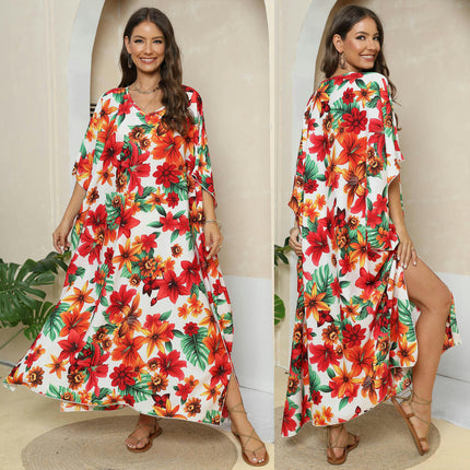 Kaftan Dresses for Women Summer Beach Dress Print Swimsuit Cover Ups