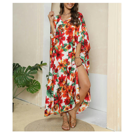 Kaftan Dresses for Women Summer Beach Dress Print Swimsuit Cover Ups