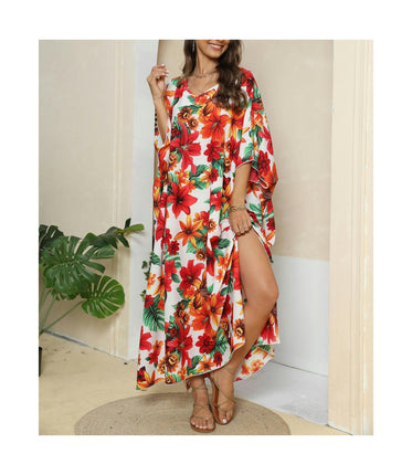 Kaftan Dresses for Women Summer Beach Dress Print Swimsuit Cover Ups