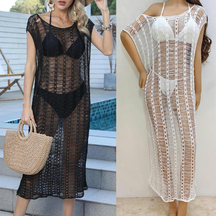 Womens Swimsuit Cover Up Hollow Knit Bikini Swimwear Coverup Crochet Beach Dress