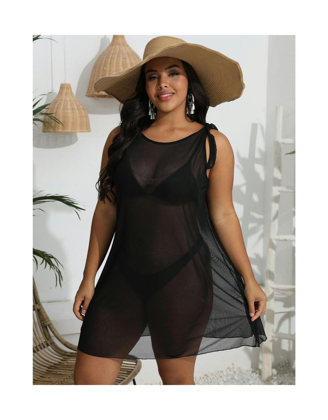 Women's Hollow Out Mesh Beach Dress Loose Swimwear Cover Ups Plus Size-A1