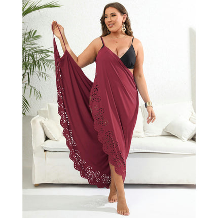 Womens Cover Ups Beach Spaghetti Strap Sarongs Beach Backless Wrap Dresses