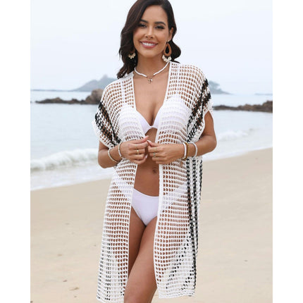 Women's Crochet Knitted Beach Cover Up Swimsuit Open Front Hollow Out Cardigan