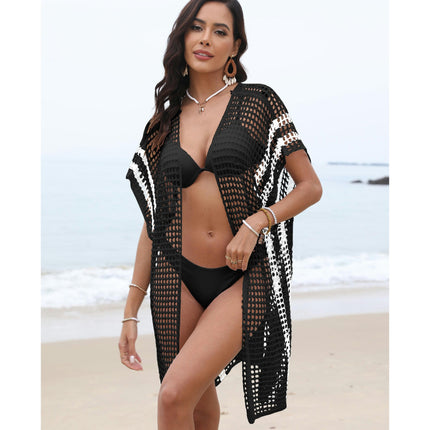 Women's Crochet Knitted Beach Cover Up Swimsuit Open Front Hollow Out Cardigan