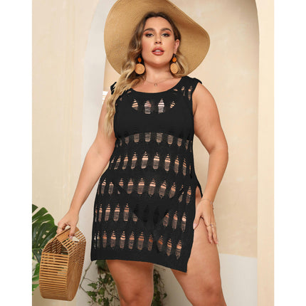 Women's Crochet Cover Ups Hollow Out Sleeveless Swimsuit Coverup Summer Beach Dress