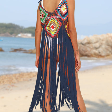 Beach Swimsuit Cover Up Women Crochet Bikini Coverups Summer Tassel Dress