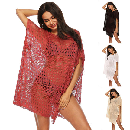 Women Crochet Cover Up Hollow Out Bathing Suit Cover Ups Knit Bikini Beach Dress