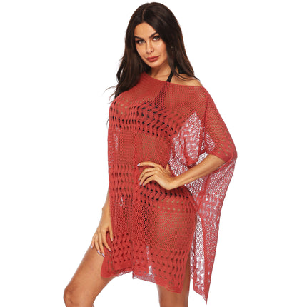 Women Crochet Cover Up Hollow Out Bathing Suit Cover Ups Knit Bikini Beach Dress