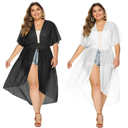 Womens Swimsuit Cover Up Cut Out Open Front Bathing Suit Beach Chiffon Cardigan