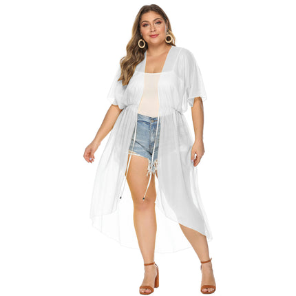 Womens Swimsuit Cover Up Cut Out Open Front Bathing Suit Beach Chiffon Cardigan