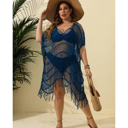 Swimsuits Cover Up for Women Crochet Hollow Out Tassel Bathing Suit Coverups Summer Dress-A1