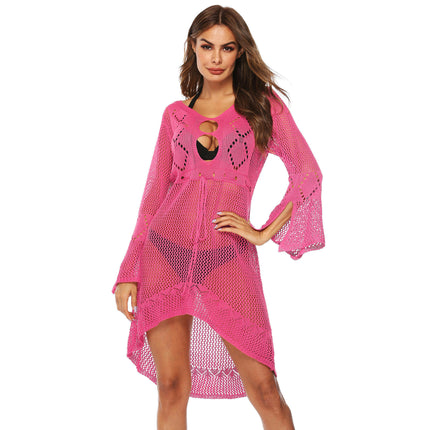 Women Swimsuit Cover Up Crochet Hollow Out Coverups Knit Cover Ups Beach Dress