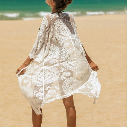 Women's Kimono Swimsuit Coverups Summer Beach Lace Cardigans Cover Ups