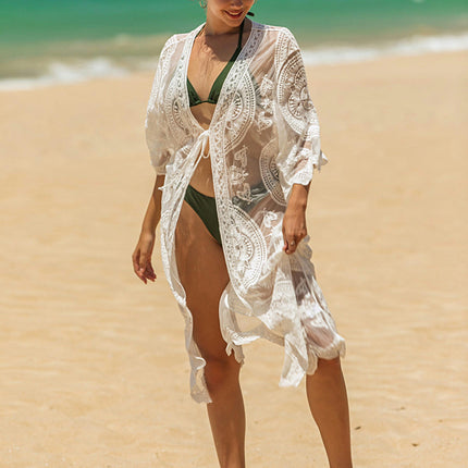 Women's Kimono Swimsuit Coverups Summer Beach Lace Cardigans Cover Ups