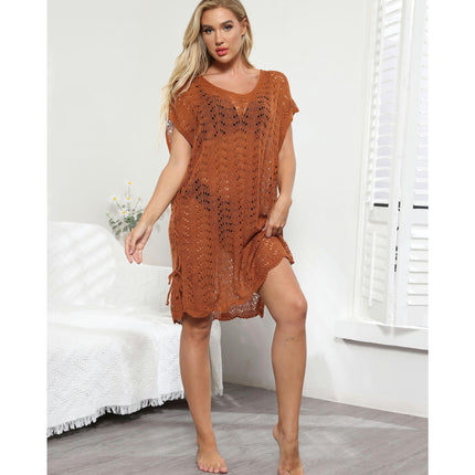 Women Hollow Out Knit Bikini Swimwear Swimsuit Cover Up Beach Dress