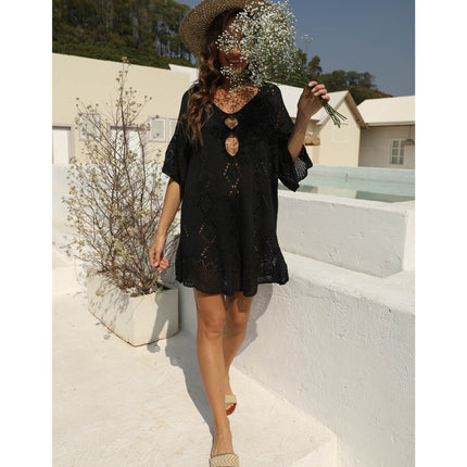 Women Knitted Crochet Hollow Out Beach Dress Bikini Cover Ups