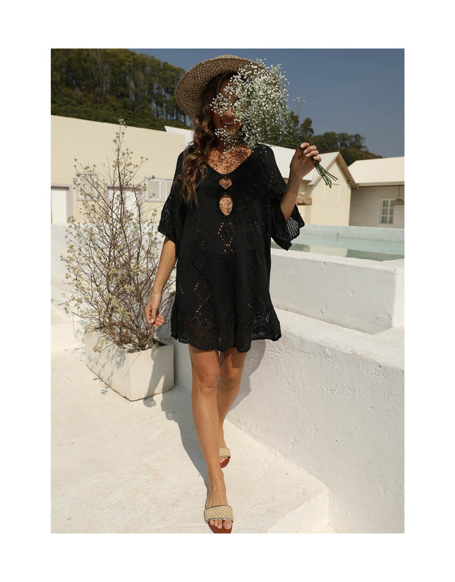 Women Knitted Crochet Hollow Out Beach Dress Bikini Cover Ups