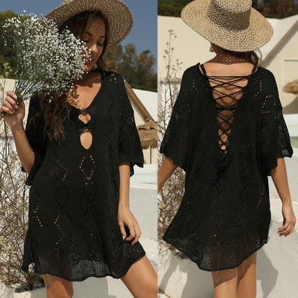 Women Knitted Crochet Hollow Out Beach Dress Bikini Cover Ups