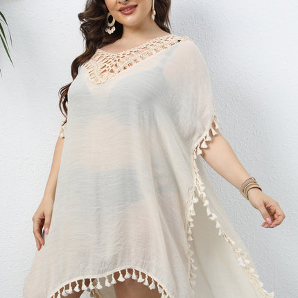 Womens Plus Size Swimsuits Cover Ups Crochet Tassels Beach Coverups Dress