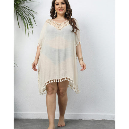 Womens Plus Size Swimsuits Cover Ups Crochet Tassels Beach Coverups Dress