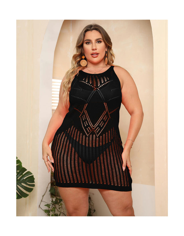 Women Swimsuit Cover Up Plus Size Crochet Bikini Coverups Knit Beach Dress