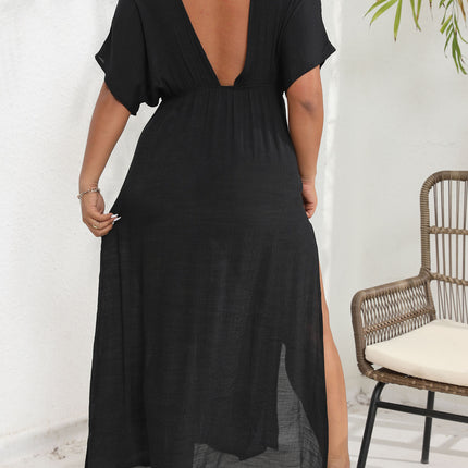 Women's Plus Size V Neck Bathing Suit Coverups Slits Long Dress