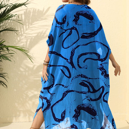 Plus Size Beach Kaftan Dresses for Women Print Long Swimsuit Cover Ups