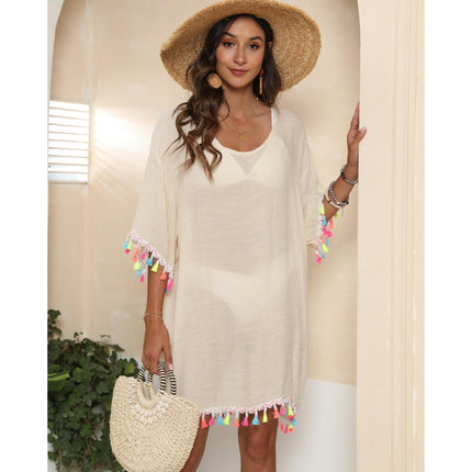 Women's Swimsuit Beach Cover Ups Chiffon Bikini Bathing Suit Tassels Dress