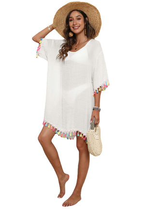 Women's Swimsuit Beach Cover Ups Chiffon Bikini Bathing Suit Tassels Dress