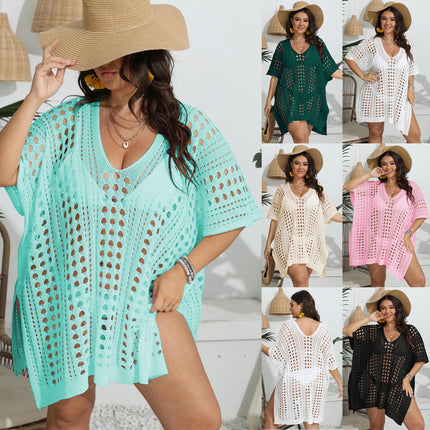 Swimsuit Coverup for Women Hollow Out Crochet Knit Loose Casual Bathing Suit Cover Ups