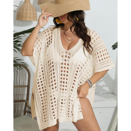 Swimsuit Coverup for Women Hollow Out Crochet Knit Loose Casual Bathing Suit Cover Ups