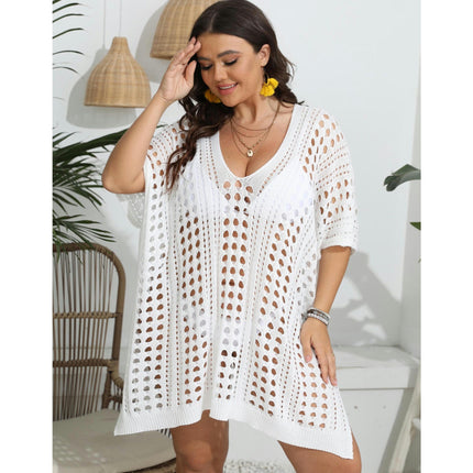 Swimsuit Coverup for Women Hollow Out Crochet Knit Loose Casual Bathing Suit Cover Ups