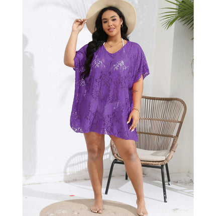 Plus Size Lace Bikini Cover Up for Women Swimwear Swimsuit Cover Up Beach Dress