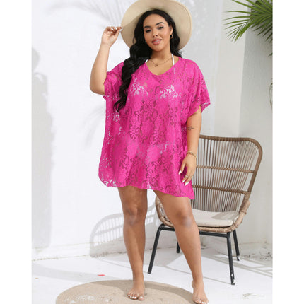 Plus Size Lace Bikini Cover Up for Women Swimwear Swimsuit Cover Up Beach Dress