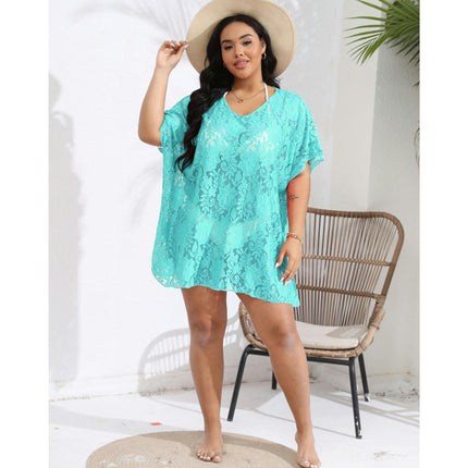 Plus Size Lace Bikini Cover Up for Women Swimwear Swimsuit Cover Up Beach Dress