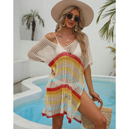 Crochet Knit Swimsuit Coverup for Women Hollow Out Bikini Beach Cover Up Dress