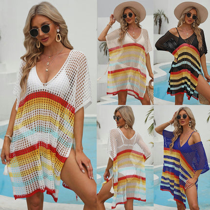 Crochet Knit Swimsuit Coverup for Women Hollow Out Bikini Beach Cover Up Dress